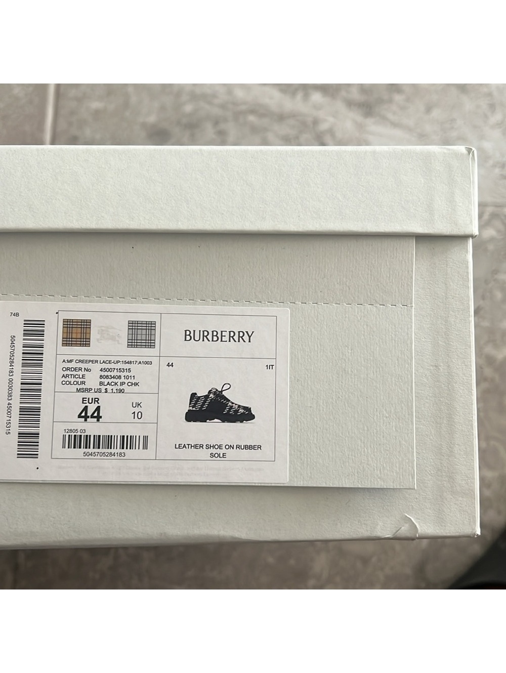 Burberry Creeper Check Woven Lace Up Boots Black Made in Italy, NWT, EU Size 44 - Picture 13 of 16